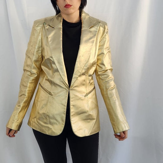 90s Gold Leather Blazer