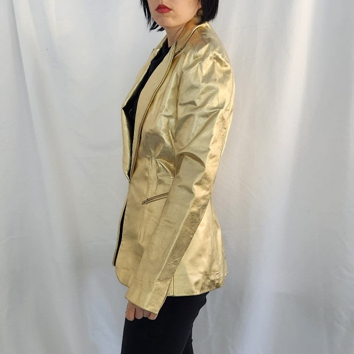 90s Gold Leather Blazer
