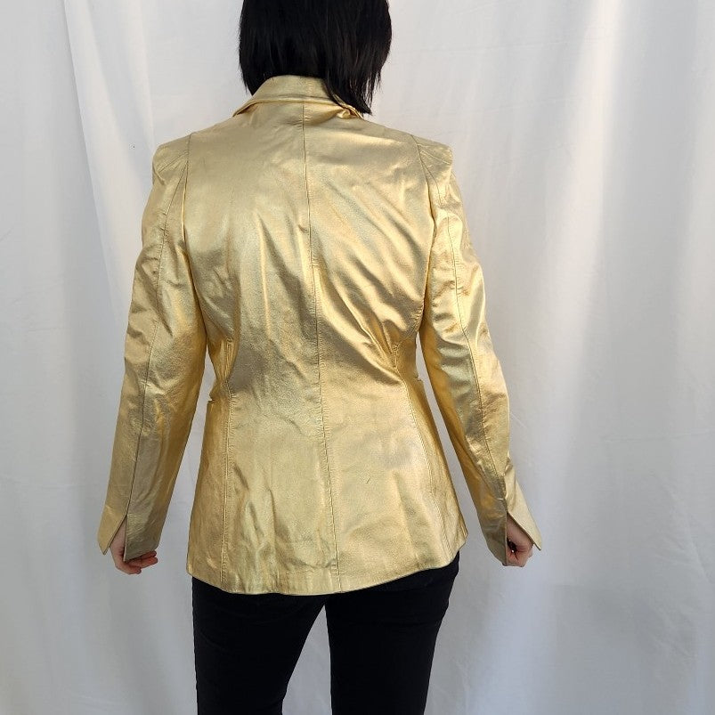 90s Gold Leather Blazer