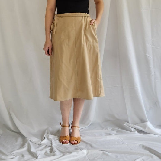 70s Tan Wrap Skirt