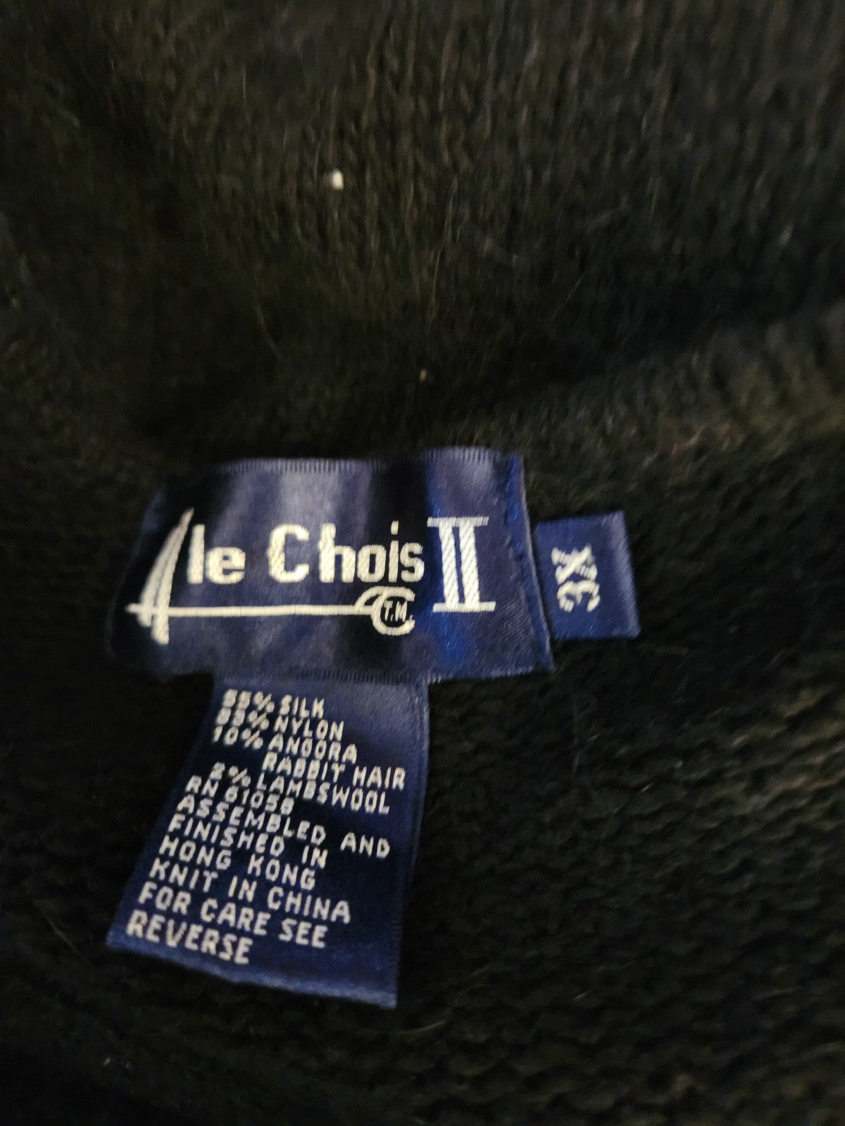 80s Black Beaded Silk and Angora Blend Sweater