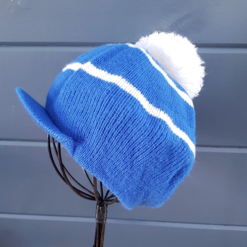 80s Blue and White Striped Hat