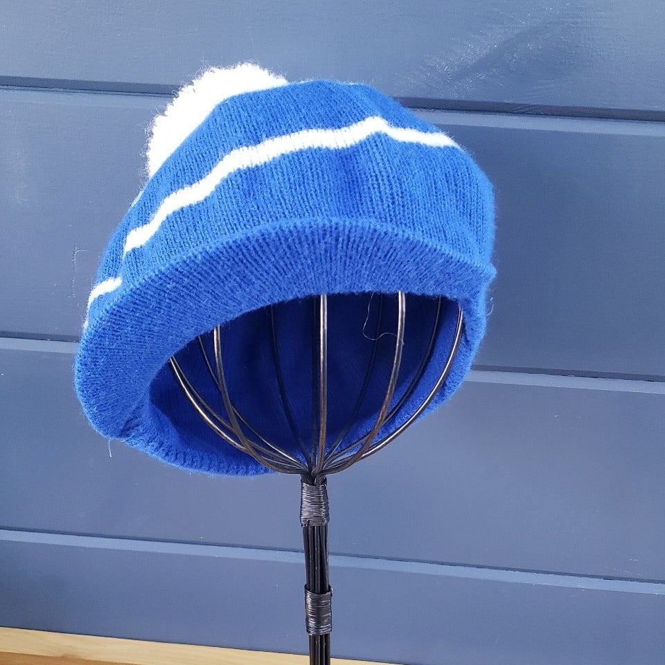 80s Blue and White Striped Hat