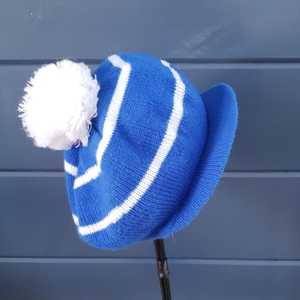 80s Blue and White Striped Hat