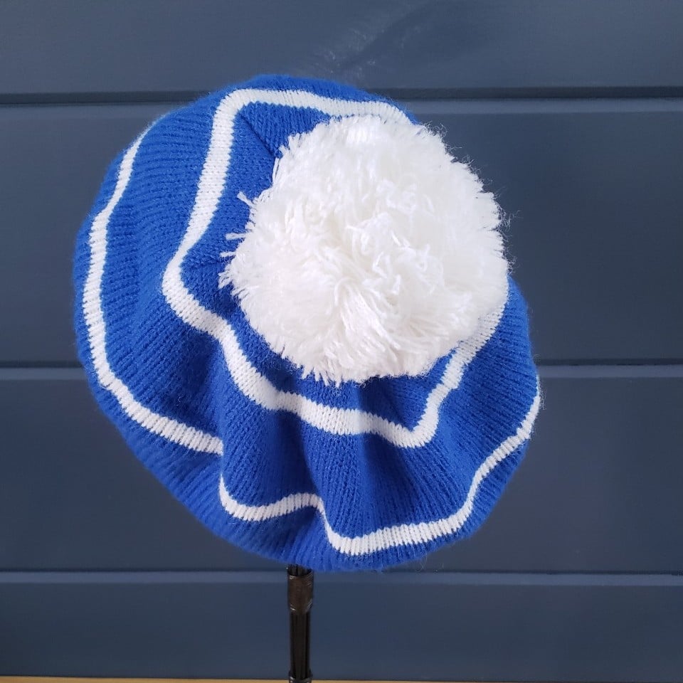 80s Blue and White Striped Hat