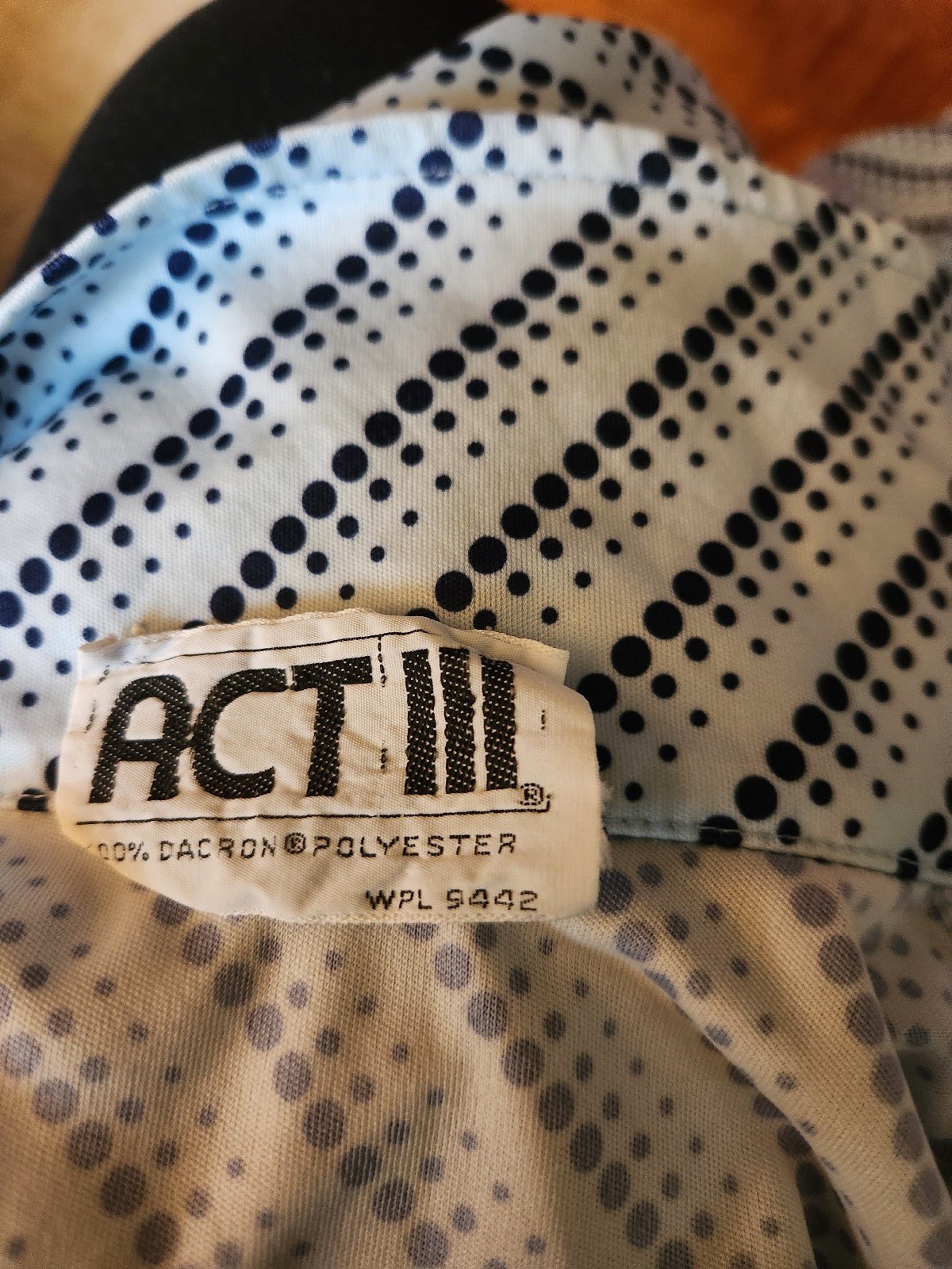 70s Blue Polka Dot Dagger Collar Shirt