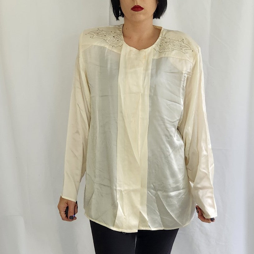80s/90s Cream Silk Blouse
