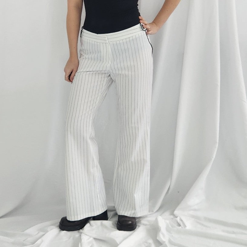 Y2K Black and White Low Rise Flares