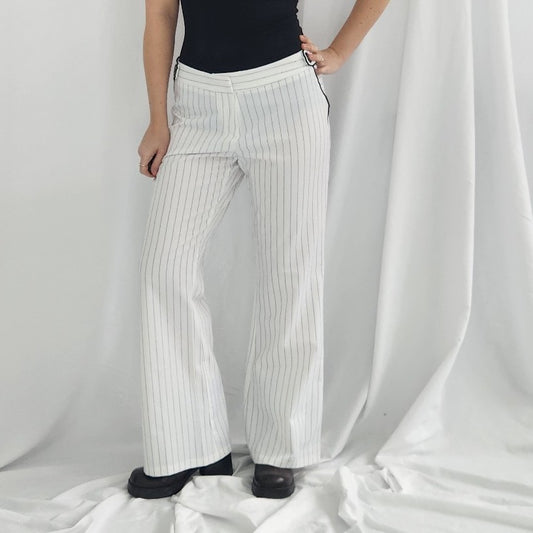 Y2K Black and White Low Rise Flares