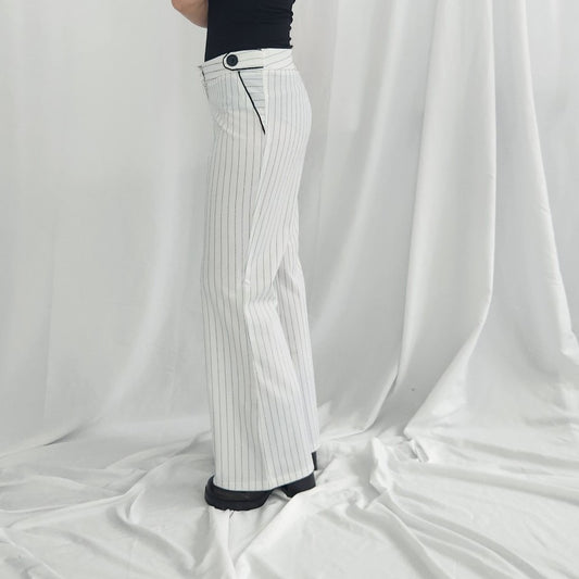 Y2K Black and White Low Rise Flares