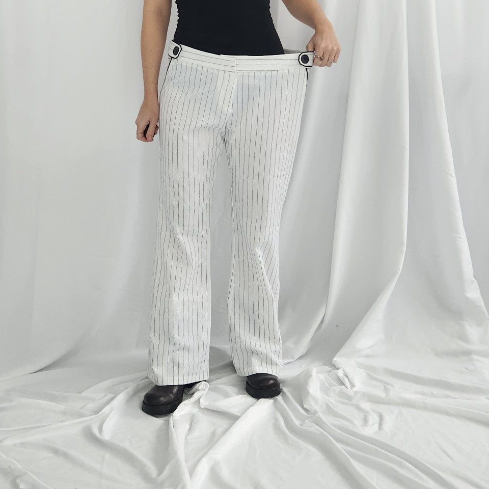 Y2K Black and White Low Rise Flares