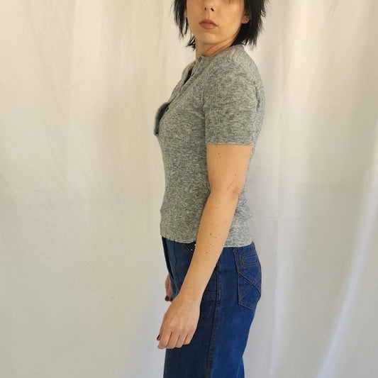 70s Blue Knit Top