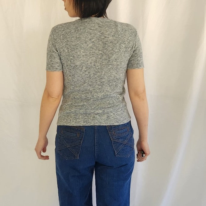 70s Blue Knit Top