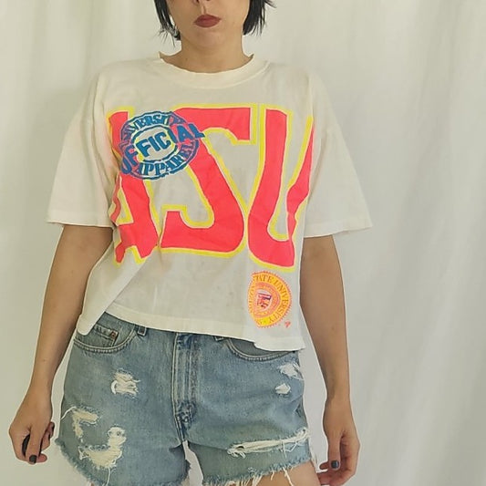 90s ASU Hot Pink Cropped Tee