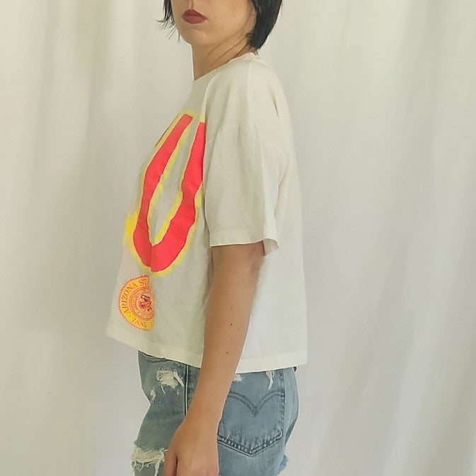 90s ASU Hot Pink Cropped Tee