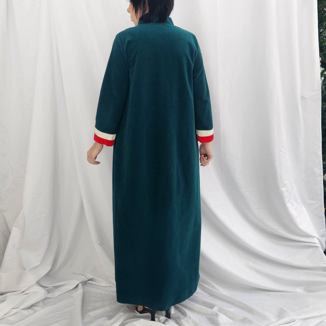 70s Green, Red, and White Striped Robe