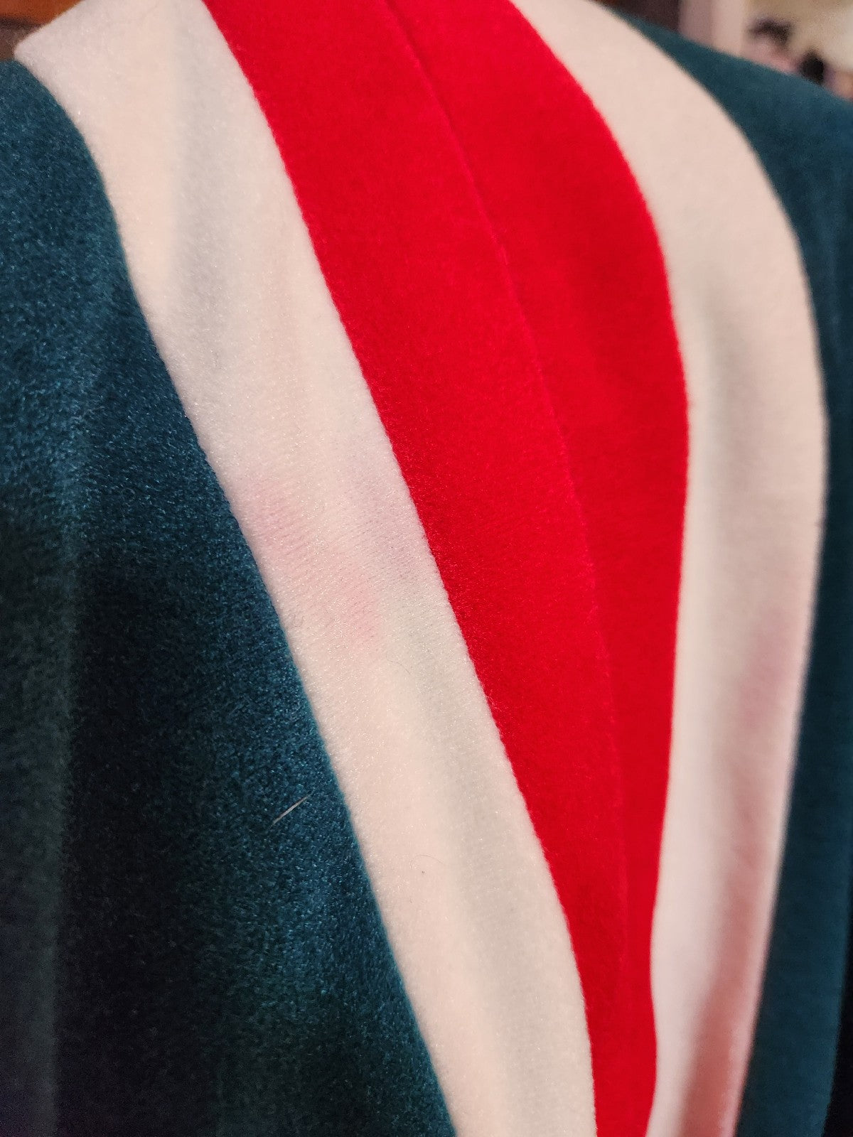 70s Green, Red, and White Striped Robe