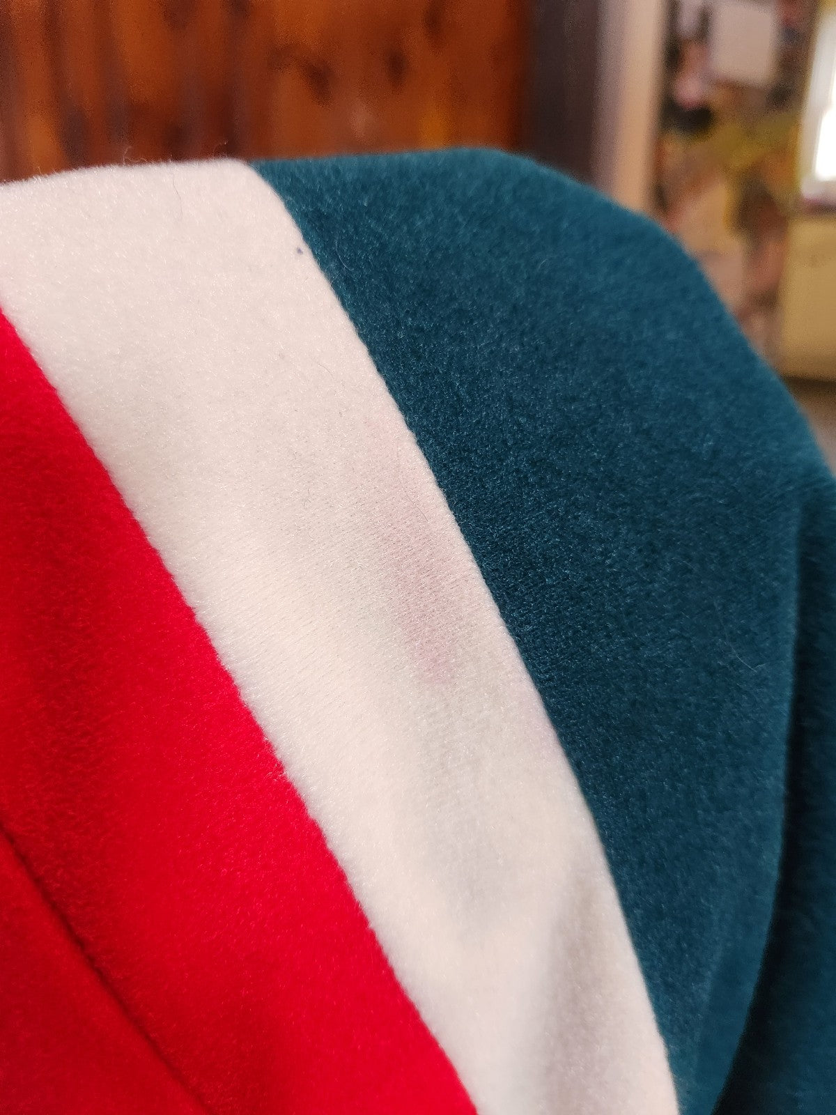 70s Green, Red, and White Striped Robe