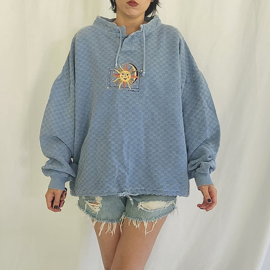 90s Blue Cotton Celestial Sweatshirt