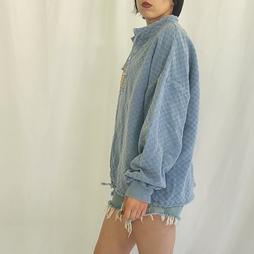 90s Blue Cotton Celestial Sweatshirt