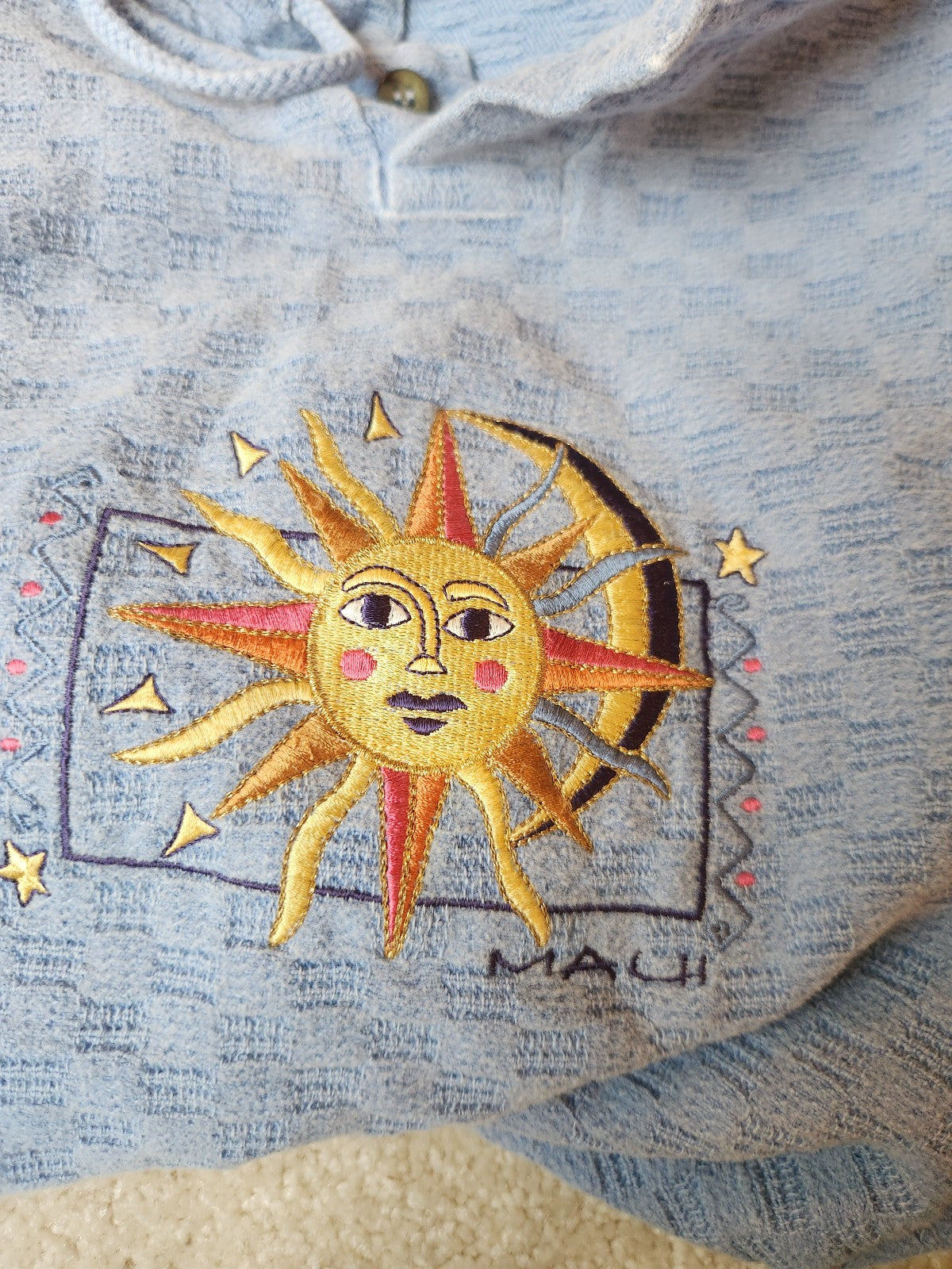 90s Blue Cotton Celestial Sweatshirt
