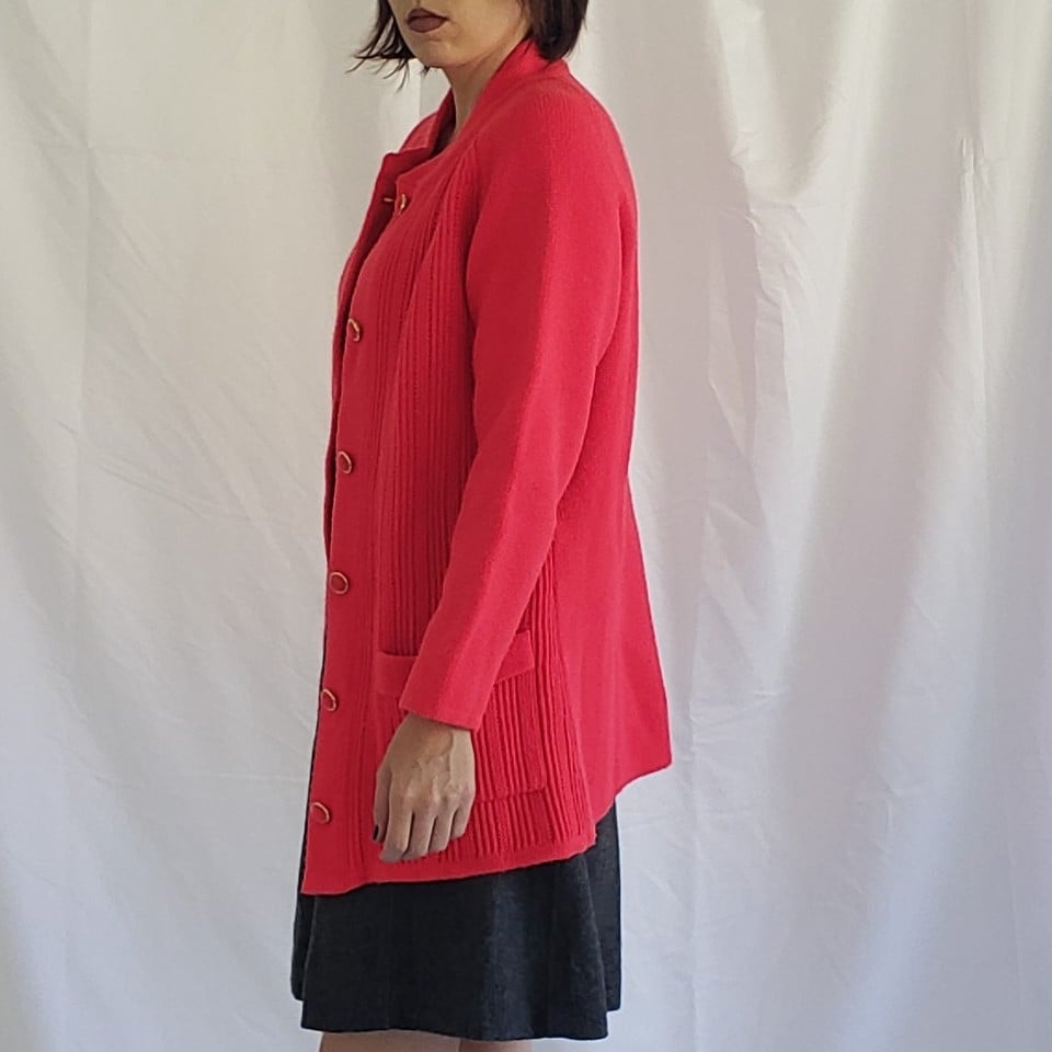 60s Red Acrylic Oversize Cardigan