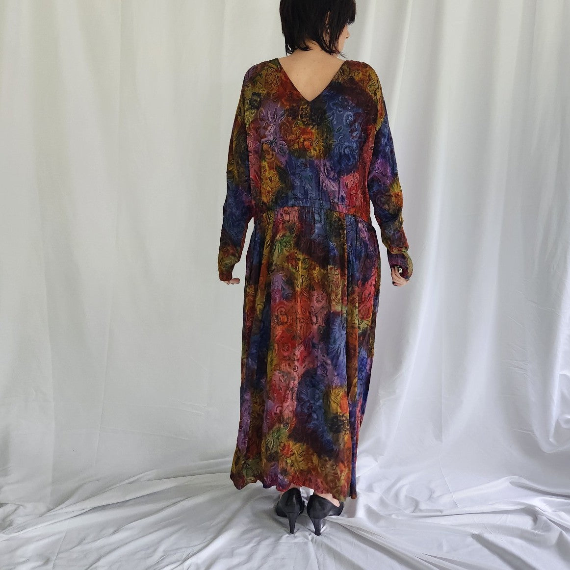 90s Colorful Whimsigoth Rayon Maxi Dress