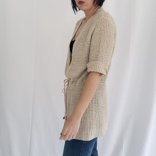 70s Beige Loose Knit Cardigan