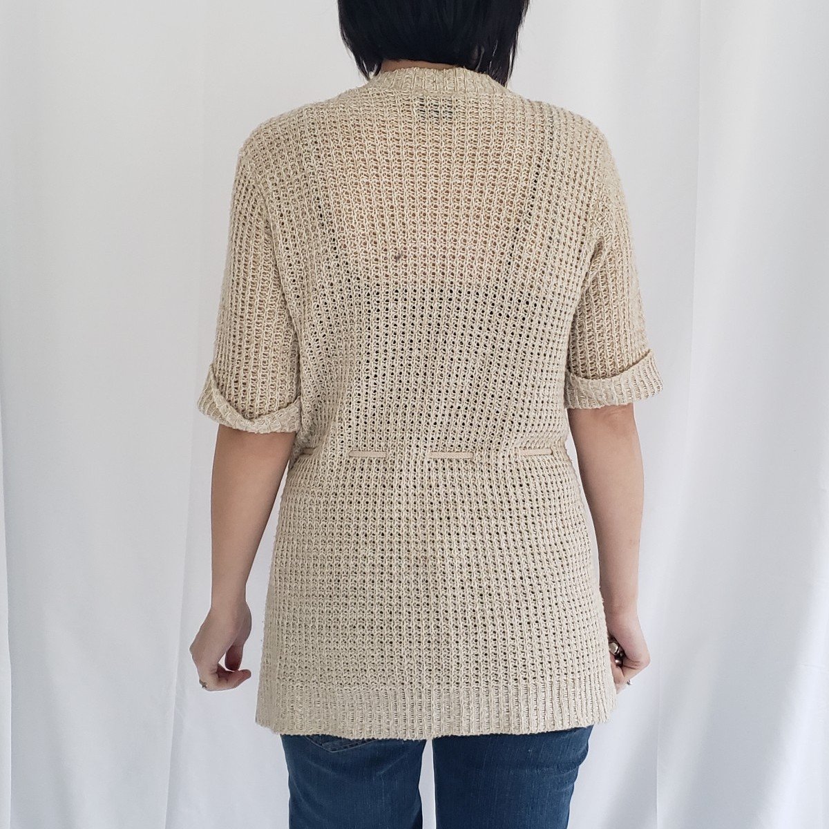 70s Beige Loose Knit Cardigan