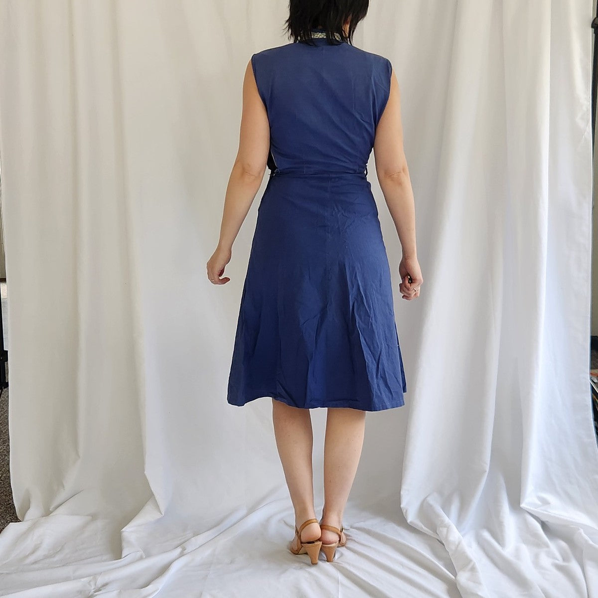 60s Blue and White Sleeveless Dress