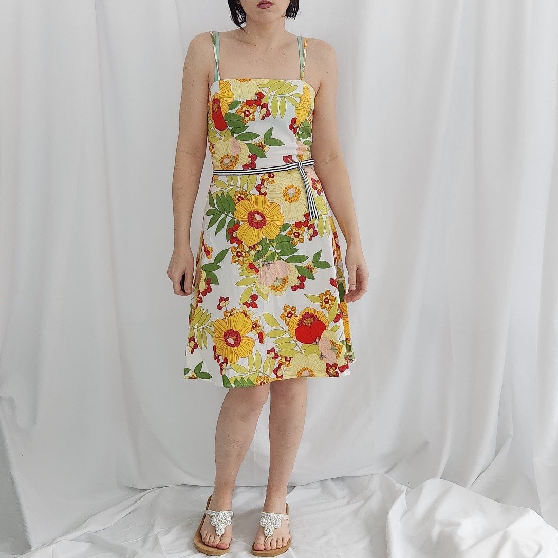Y2K White, Red, and Yellow Floral Sundress