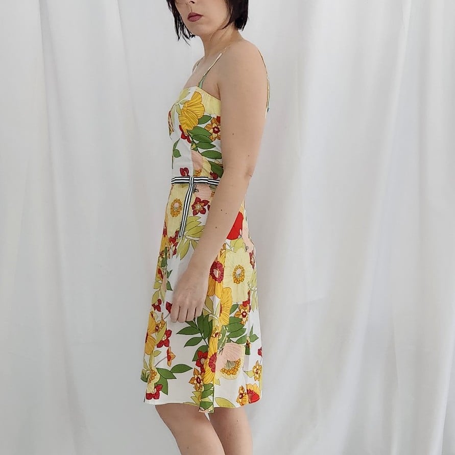Y2K White, Red, and Yellow Floral Sundress