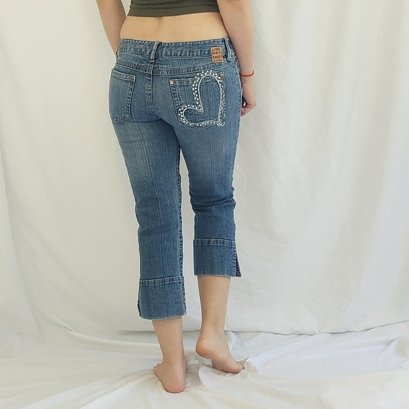Y2K Low Rise Mudd Capris with Heart