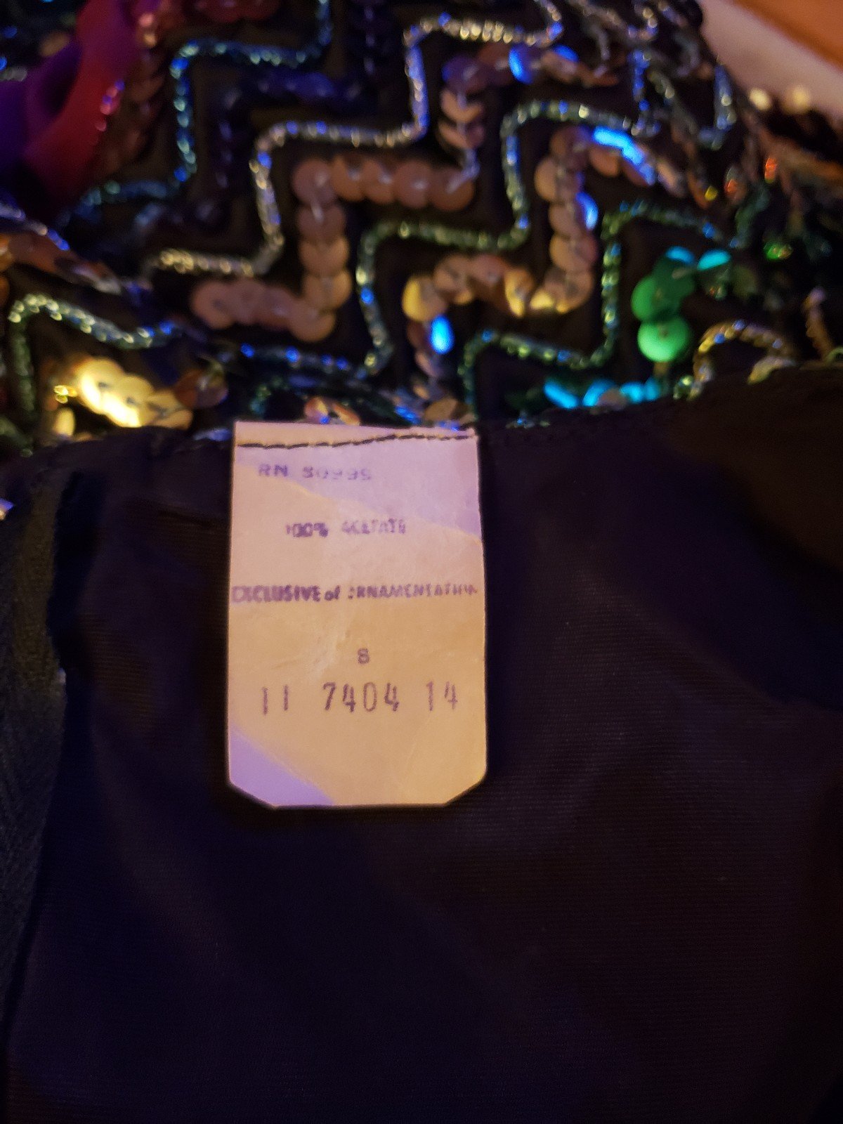 70s Deadstock Sequined Purple and Black Mini Dress