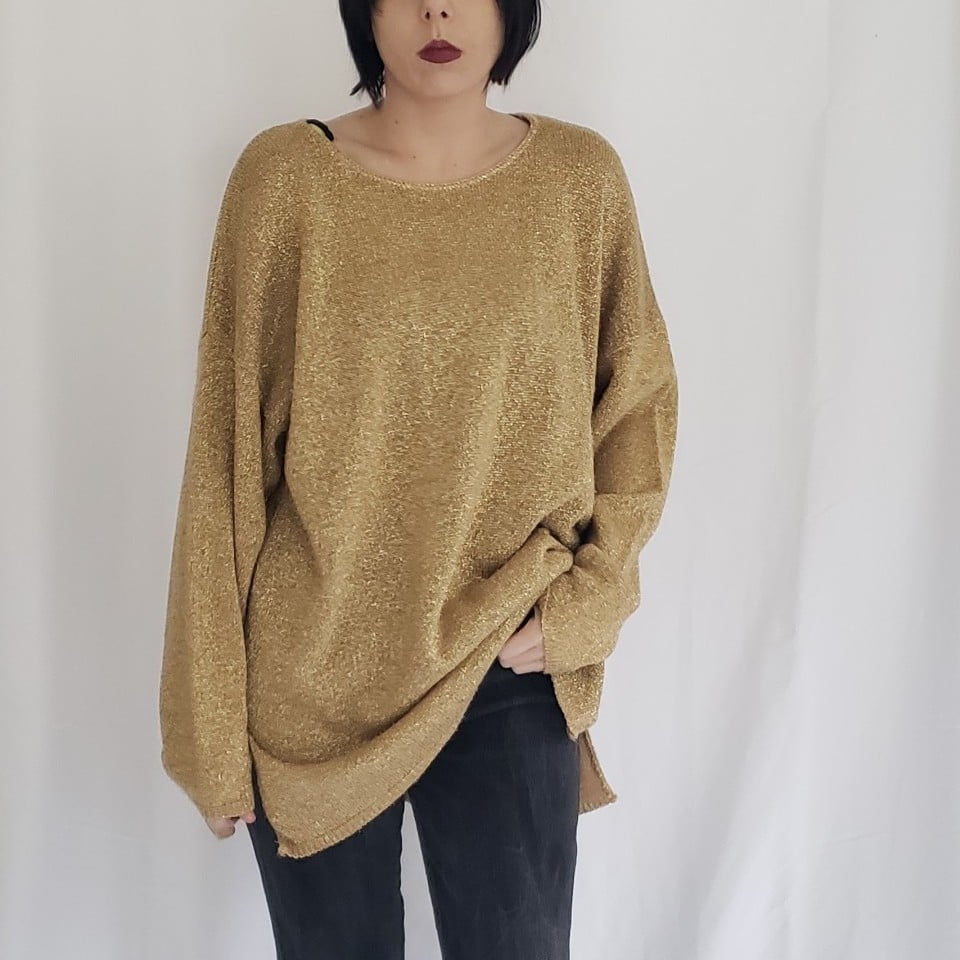 80s Gold Metallic Sweater