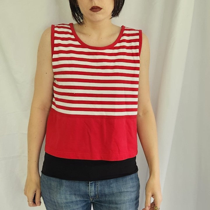 90s Red and White Striped Tank Top