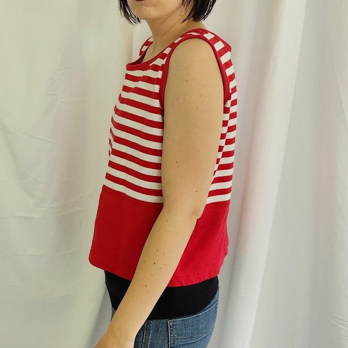 90s Red and White Striped Tank Top