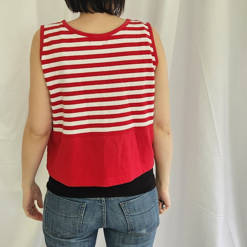 90s Red and White Striped Tank Top