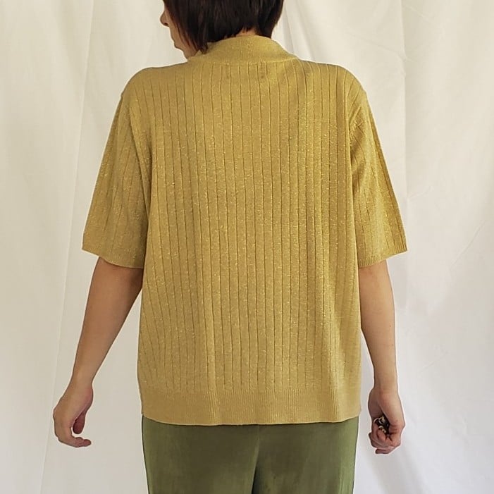 90s Gold Knit Mock Turtleneck Top