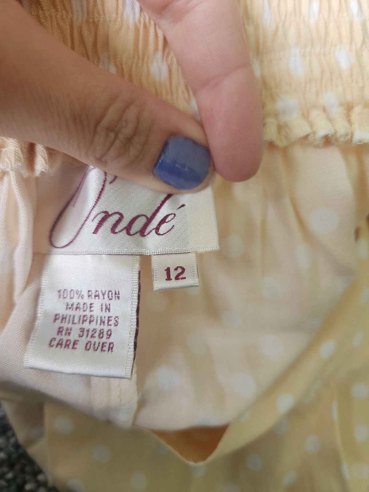 90s Tan and White Rayon Polka Dot Skirt and Top Set
