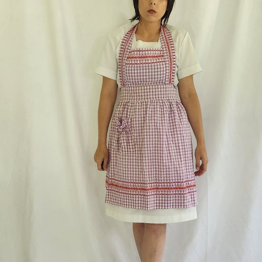 Vintage Purple and White Gingham Apron