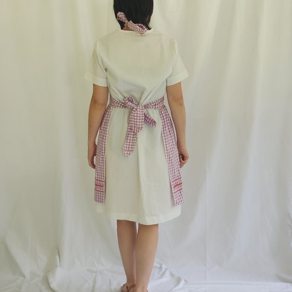 Vintage Purple and White Gingham Apron