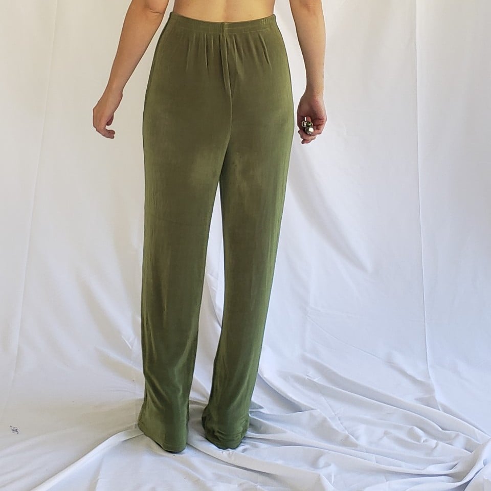 90s Stretchy Lime Green Matching Pants and Top Set