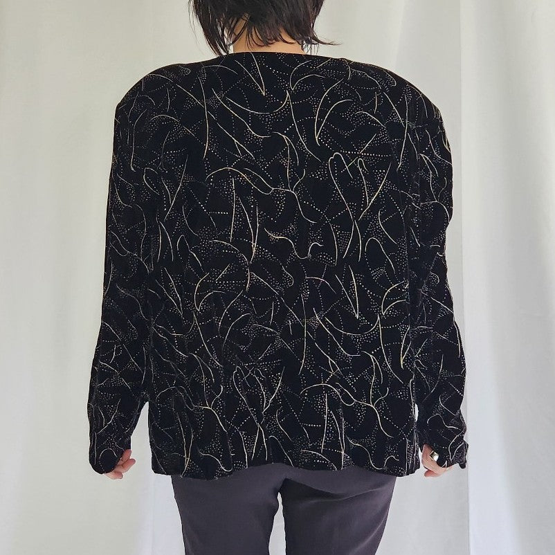 90s Black and Gold Glittery Blouse