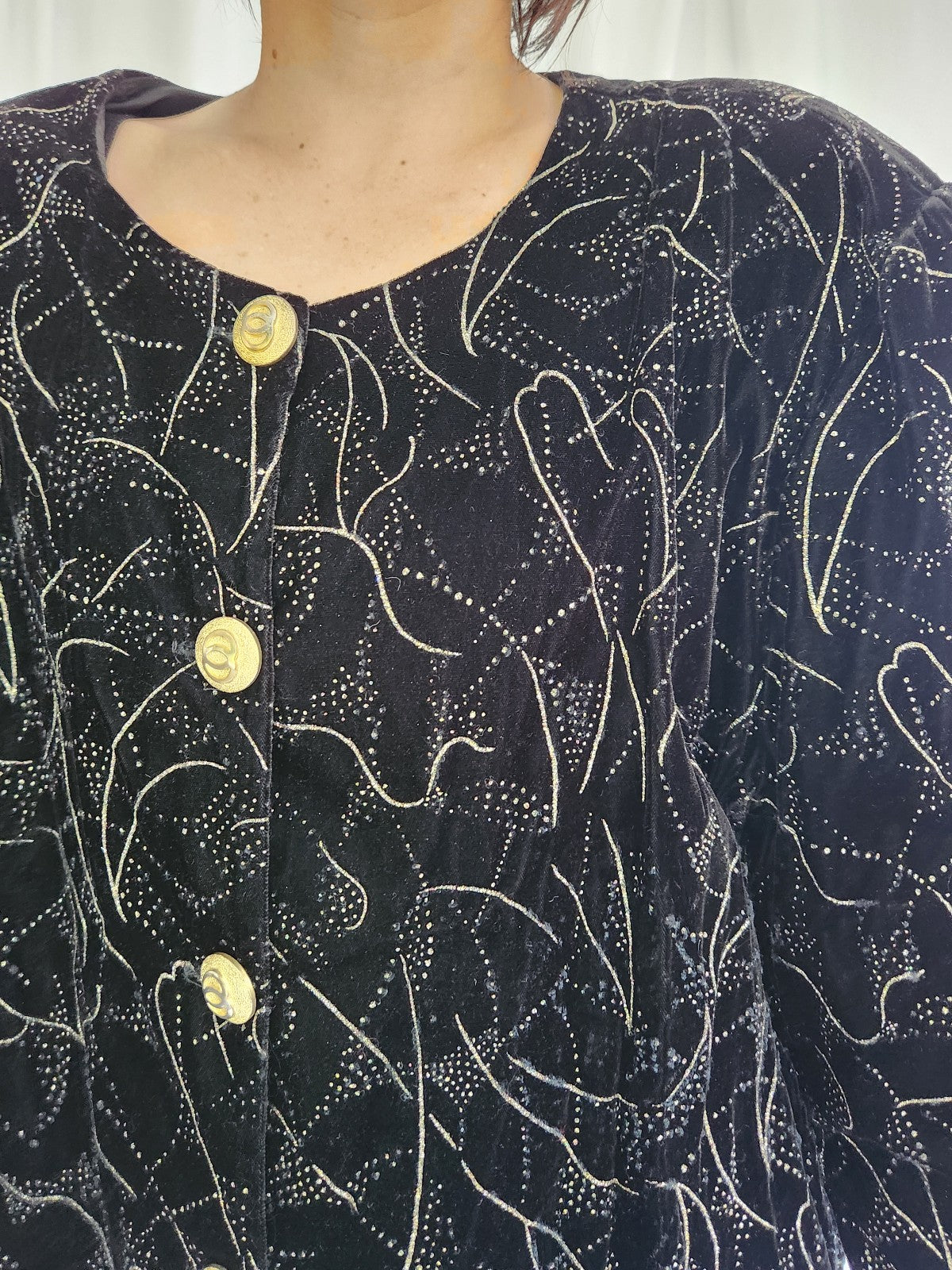 90s Black and Gold Glittery Blouse