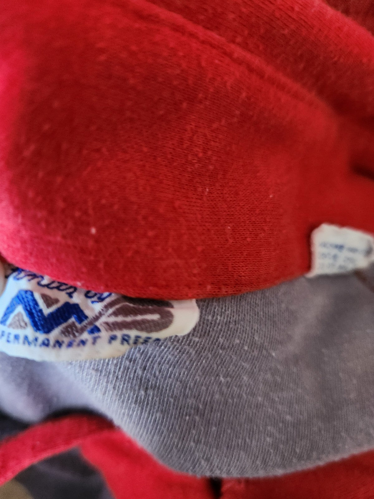 80s Gray and Red Long Sleeve Polo