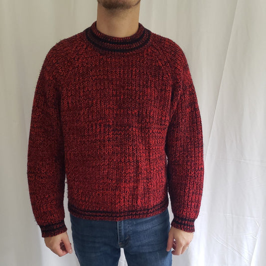 80s/90s Red and Black Acrylic Sweater