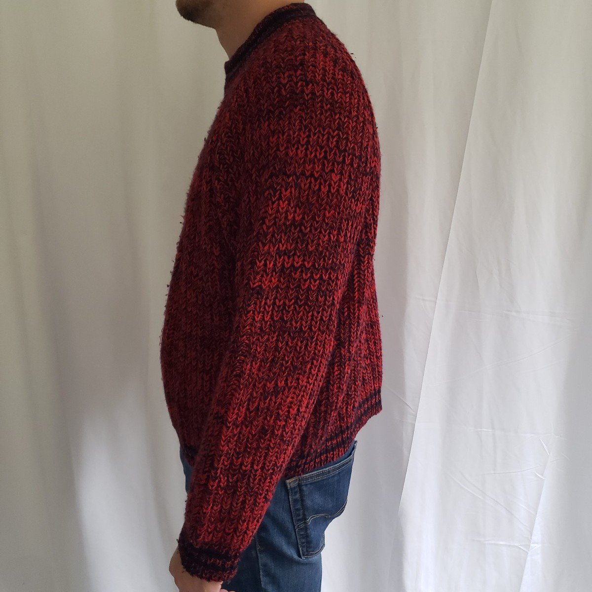 80s/90s Red and Black Acrylic Sweater