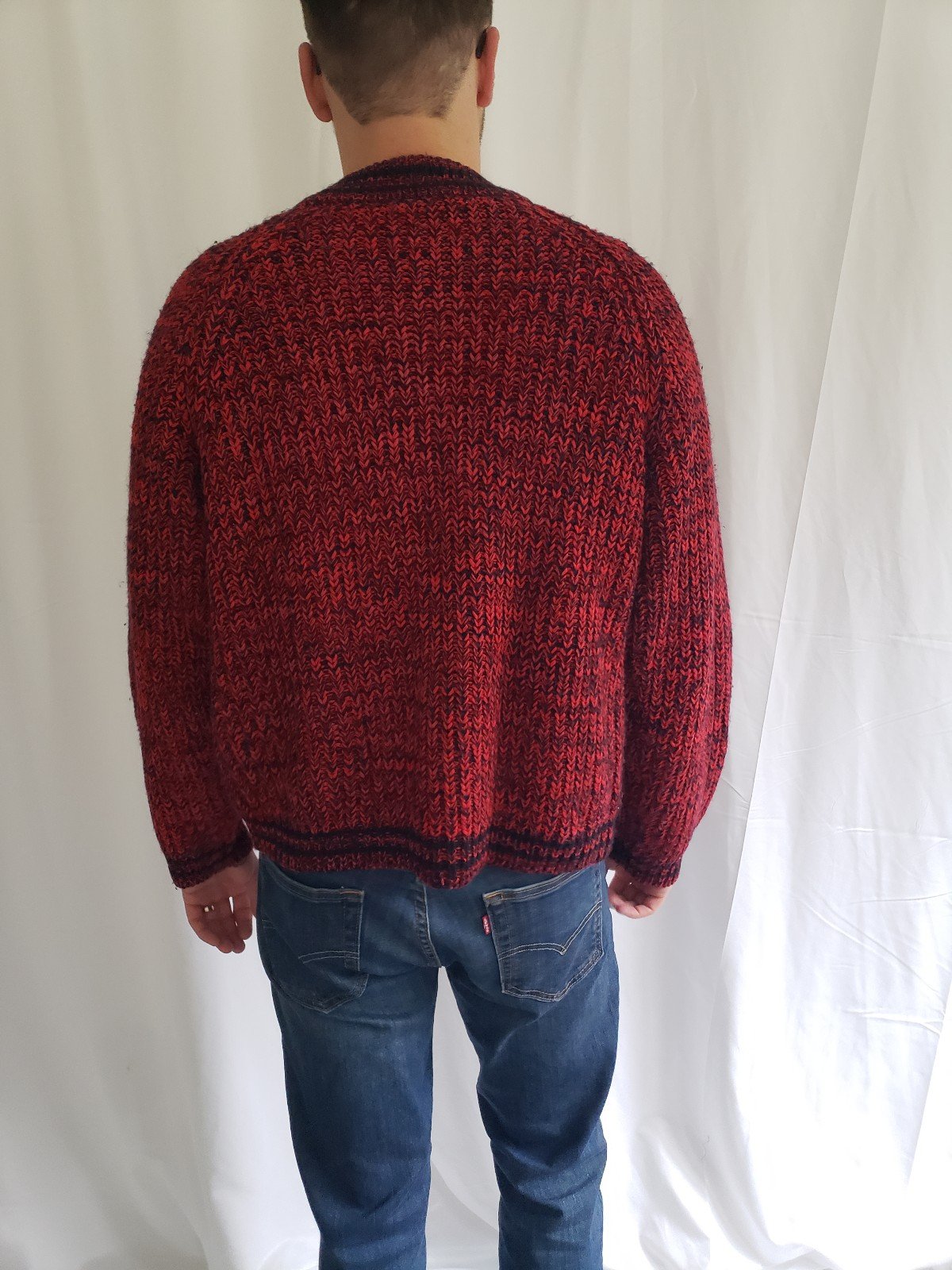 80s/90s Red and Black Acrylic Sweater