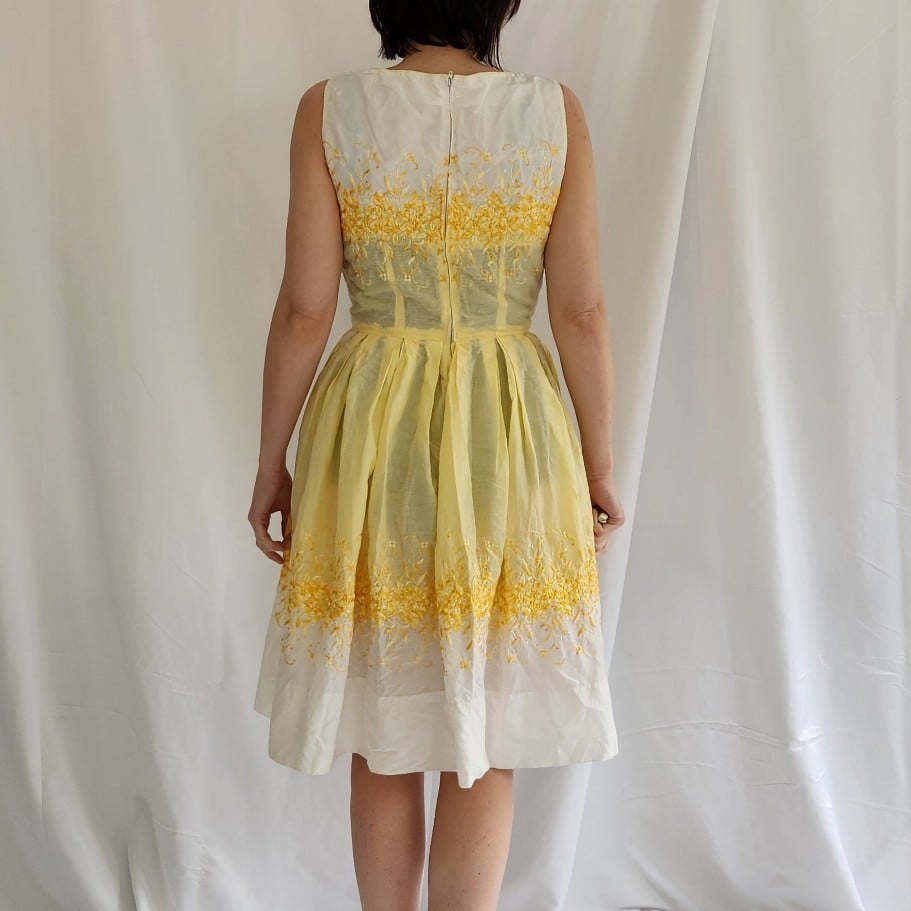 50s/60s White and Yellow Day Dress